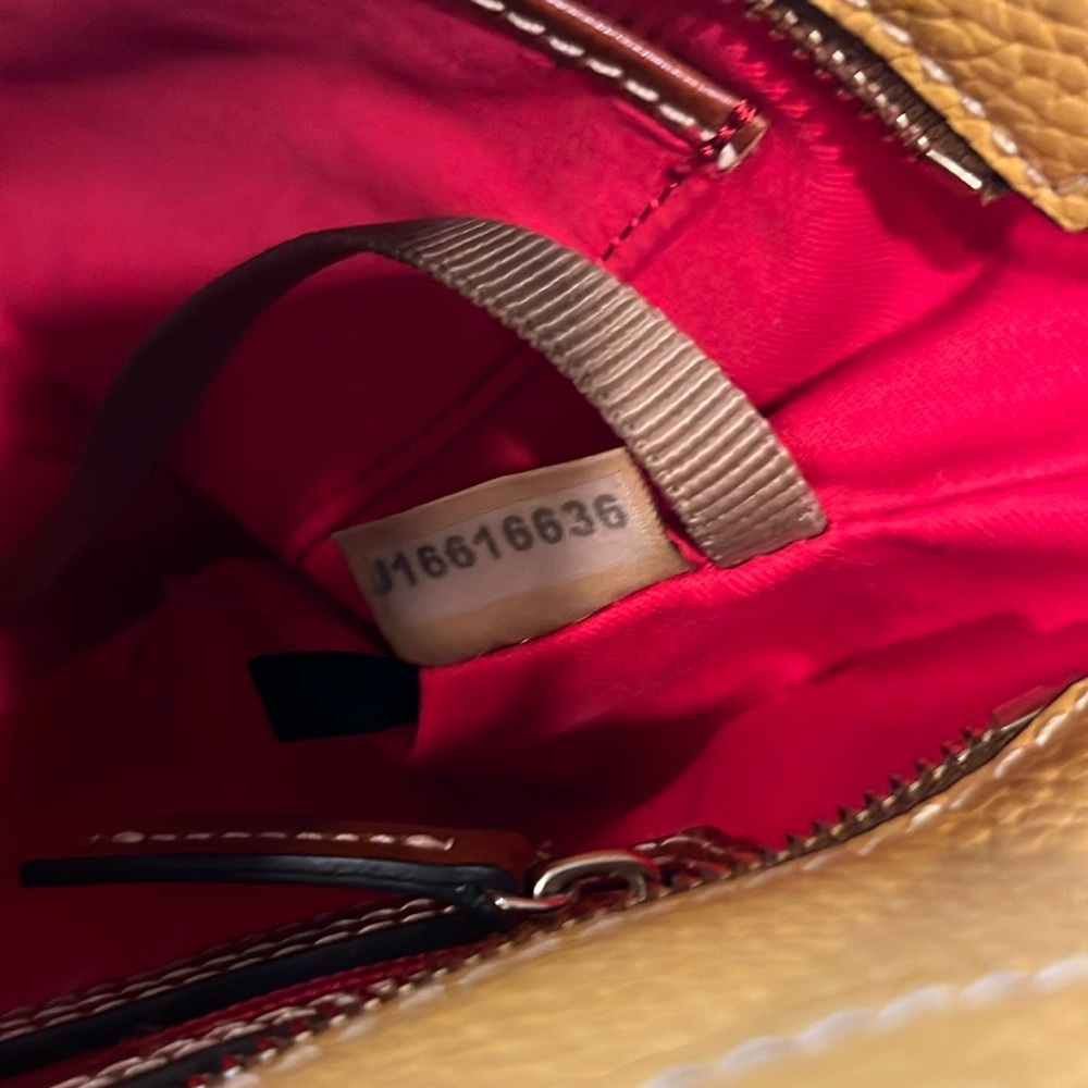 Dooney & Bourke Pebble Grain Small Lexington Pebbled Leather Mustard Tote Bag - Picture 12 of 12